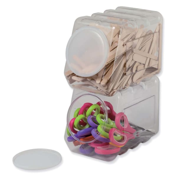 Pacon Interlocking Storage Containers With Lids, 9-1/2inH x 6-3/4inW x 5-1/2inD, Clear, Set Of 2 Containers