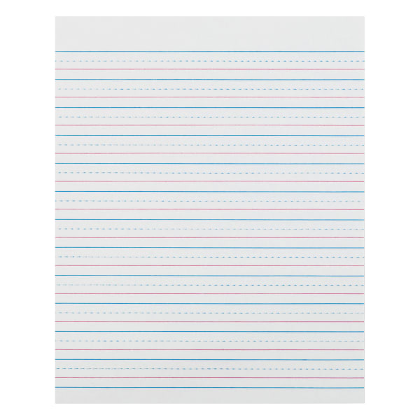 Zaner-Bloser Pacon Broken Midline Sulphite Paper - 500 Sheets - 0.50in Ruled - 8in x 10 1/2in - White Paper - 500 / Ream