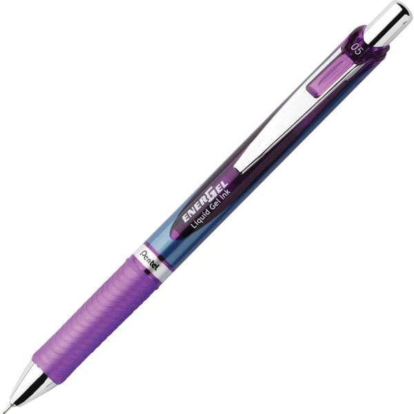Pentel EnerGel RTX Liquid Gel Pen, Fine Point, 0.5 mm, Blue Barrel, Violet Ink