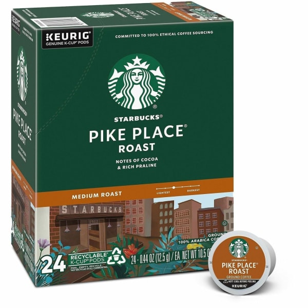 Starbucks Single-Serve Coffee K-Cup, Pike Place, Carton Of 24