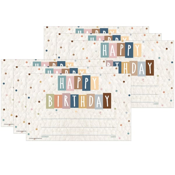 Teacher Created Resources Awards, 8-1/2in x 5-1/2in, Everyone is Welcome Happy Birthday, 30 Per Pack, Set Of 6 Packs
