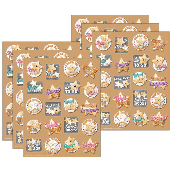 Eureka Scented Stickers, Medium, Star Cookies Sugar Cookie, 80 Stickers Per Pack, Bundle Of 6 Packs