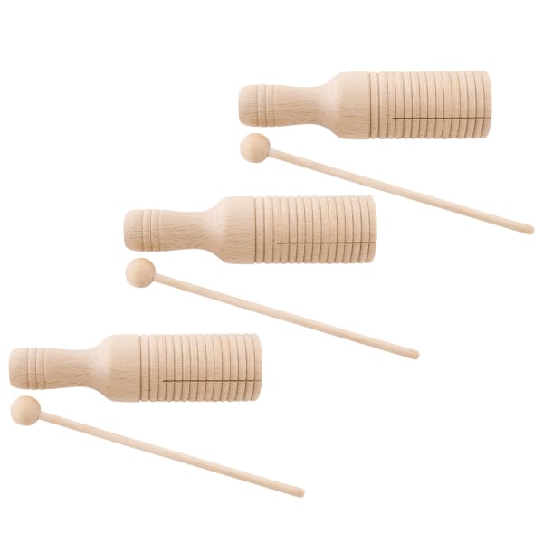 Westco Educational Products Medium Guiro Crow Sounders With Mallet, Brown, Pack Of 3 Sounders