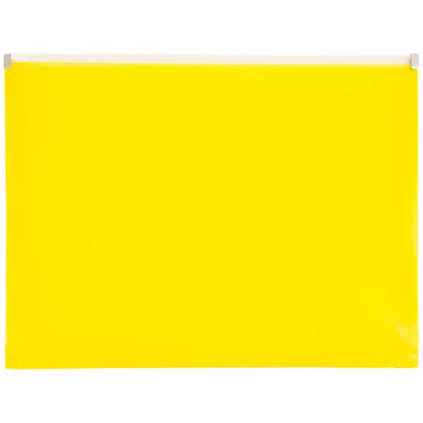 JAM Paper #10 Plastic Envelopes, Zipper Closure, Yellow, Pack Of 12