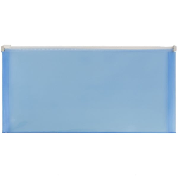 JAM Paper #10 Plastic Envelopes, Zipper Closure, Blue, Pack Of 12