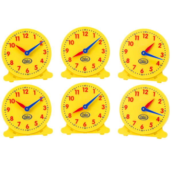 Didax 5in Student Clocks, Multicolor, Grades 1-2, Set Of 6 Clocks