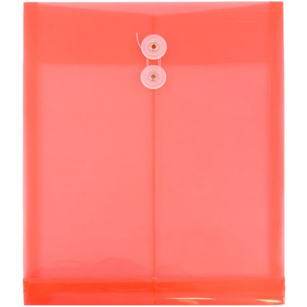 JAM Paper Open-End Plastic Envelopes, Letter-Size, 9 3/4in x 11 3/4in, Pink, Pack Of 12