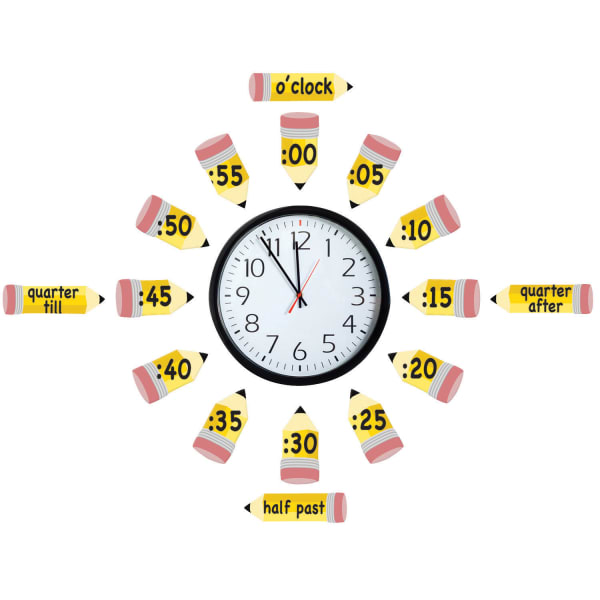 Eureka Telling Time Bulletin Board Set, Multicolor, Kindergarten - Grade 12