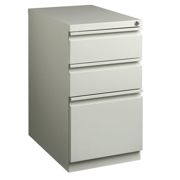WorkPro 23inD Vertical 3-Drawer Letter-Size Mobile Pedestal File Cabinet, Metal, Light Gray