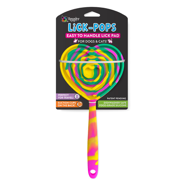 Spunky Pup Lick Pop Pad, Heart, 7-15/16in x 5-7/16in, Multicolor
