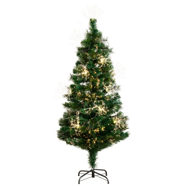 Nearly Natural Pine 60inH Artificial Fiber Optic Christmas Tree With LED Lights, 60inH x 24inW x 24inD, Green