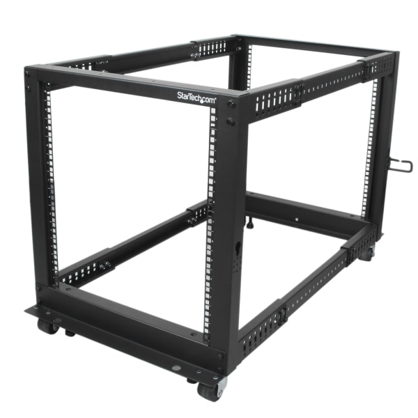 StarTech.com 12U Adjustable Depth Open Frame 4 Post Server Rack w/ Casters/Levelers and Cable Management Hooks - 4POSTRACK12U