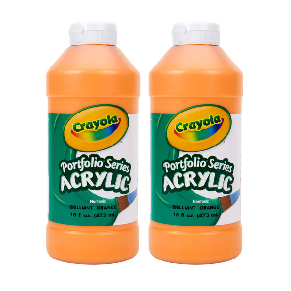 Crayola Portfolio Series Acrylic Paint, 16 oz., Brilliant Orange, Pack Of 2