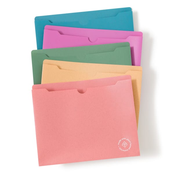 U Brands U-Eco Poly File Jackets, 1in Expansion, Letter (8 1/2in x 11in), Assorted Colors, Pack Of 10