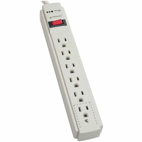 Eaton Tripp Lite Series Surge Protector Power Strip 120V 6 Outlet 8ft Cord 990 Joule Flat Plug - Surge protector - TLP608