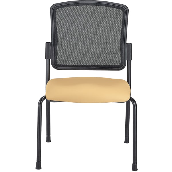 WorkPro Spectrum Series Mesh/Vinyl Stacking Guest Chair with Antimicrobial Protection, Armless, Tan, Set Of 2 Chairs, BIFMA Compliant