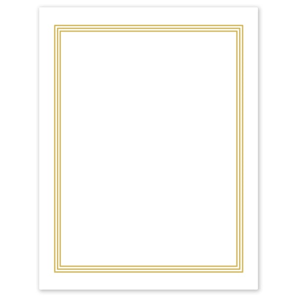 Avery Printable Cards, 8-1/2in x 11in, Matte White With Preprinted Gold Multi-Lined Border, Pack Of 10