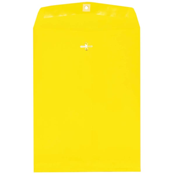 JAM Paper Open-End 9in x 12in Catalog Envelopes, Clasp Closure, Yellow, Pack Of 100 Envelopes