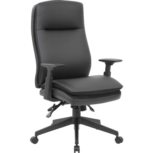 Lorell Soft High-back Executive Office Chair - Black Seat Color - Vinyl Seat Material - Black Back Color - Vinyl Back Material - Black Frame Color - High Back - 5-star Base - Armrest - 1 Each