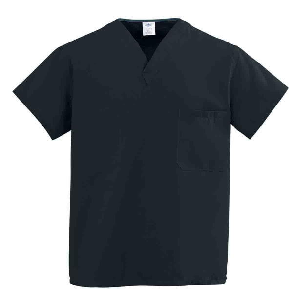 Medline ComfortEase Unisex 1-Pocket Reversible Scrub Top, 5X, Black