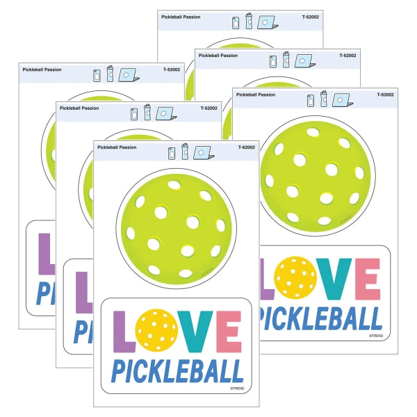 TREND Vinyl Stickers, Pickleball Passion, 2 Per Pack, Set Of 6 Packs