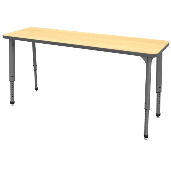 Marco Group Apex Series Adjustable Rectangle 60inW Student Desk, Fusion Maple/Gray