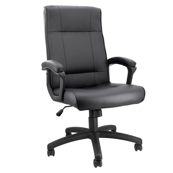 Elama Faux Leather High-Back Adjustable Office Chair, Black
