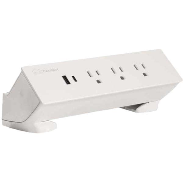 FlexiSpot PS015W 3-Outlet Desktop Power Strip, 2inH x 8.6inW x 2inD, White