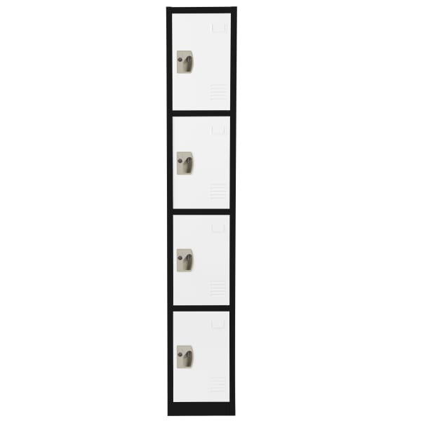 Alpine AdirOffice 4-Tier Steel Locker, 72inH x 12inW x 12inD, Black/White