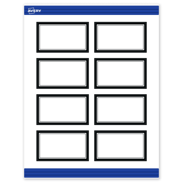 Avery Printable Cards With Sure Feed Technology, 2in x 3-1/2in, Matte White With Black Border, Pack Of 80