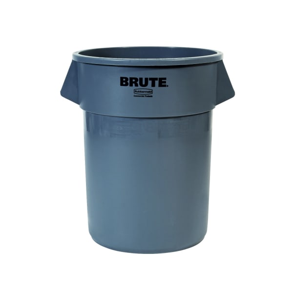 Rubbermaid Commercial BRUTE Round Plastic Refuse Container, 55 Gallon, Gray