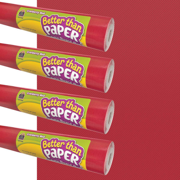 Teacher Created Resources Better Than Paper Bulletin Board Roll, 4ft x 12ft, Cranberry Red, 4-Pack