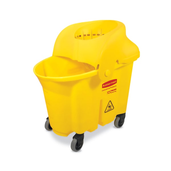 Rubbermaid Commercial WaveBrake 35 QT Institution Bucket & Wringer - 8.75 gal - Splash Resistant, Handle - 20.5in x 16.8in - Tubular Steel, Plastic - Yellow - 1 / Carton