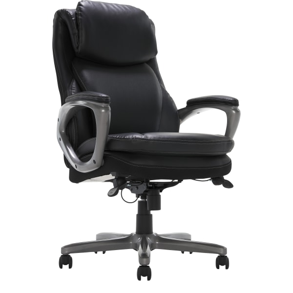 Serta Smart Layers Arlington AIR Bonded Leather High-Back Executive Office Chair, Black/Silver