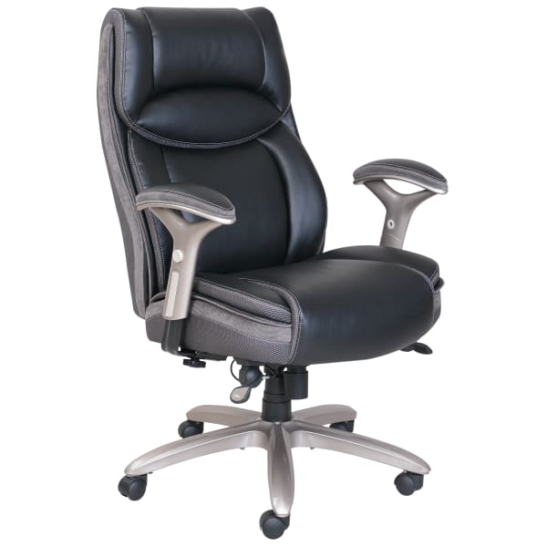 Serta Smart Layers Jennings Big & Tall Ergonomic Bonded Leather High-Back Executive Office Chair, Black/Slate