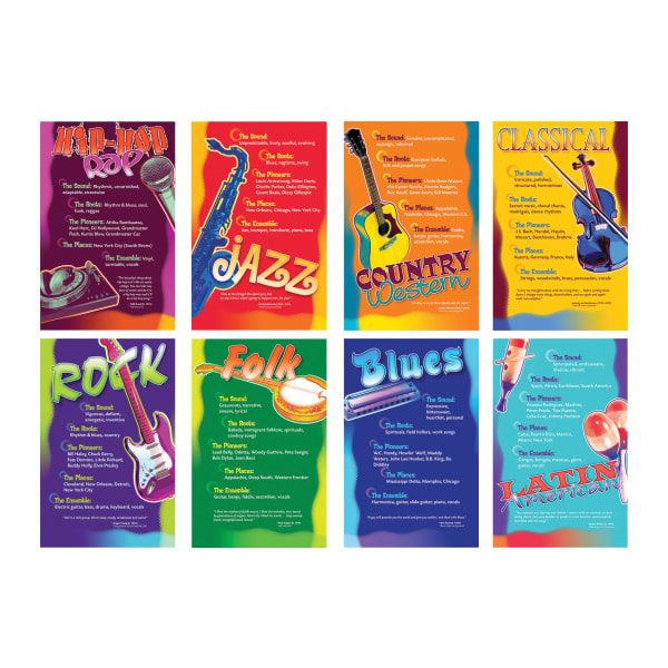 North Star Teacher Resources Music Genres Bulletin Board Set, 11in x 17in, Multicolor