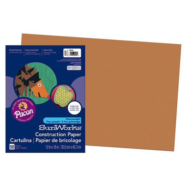 Prang Construction Paper, 12in x 18in, Brown, Pack Of 50