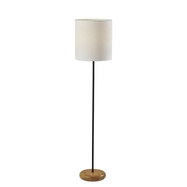 Adesso Brielle Floor Lamp, 62inH, White Shade/Natural Base