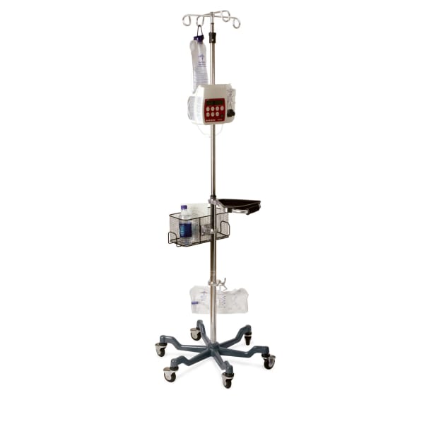 Medline 6-Leg Heavy-Duty IV Stands, 73in - 99 1/2in x 24in, Gray/Stainless Steel, Pack Of 2