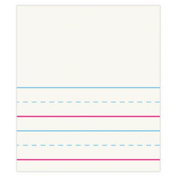 FORAY Red & Blue Ruled Storybook Paper, Conforms To d-Nealian -- Grade K, 4 1/2in Picture Story Heading, 3/4in Ruling, 3/8in Skip Space, 11in x 8 1/2in, Pack of 500 Sheets