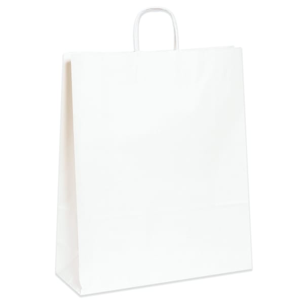 Partners Brand Paper Shopping Bags, 16inW x 6inD x 19 1/4inH, White, Case Of 200