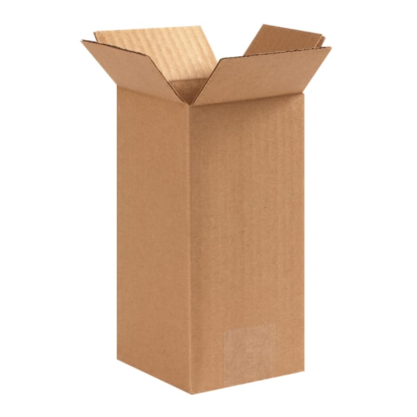Partners Brand Tall Corrugated Boxes, 4in x 4in x 8in, Kraft, Pack Of 25