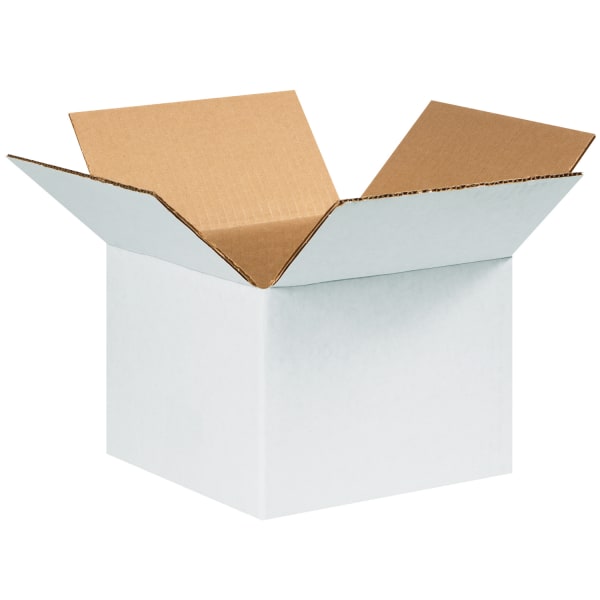 Partners Brand White Corrugated Boxes, 8in x 8in x 6in, Pack Of 25