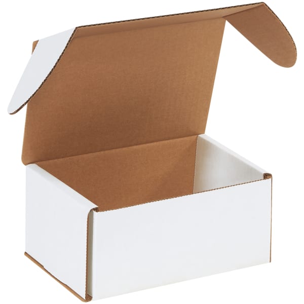 Partners Brand White Outside Tuck Mailers, 7 5/8in x 5 7/16in x 3 9/16in, Pack Of 25