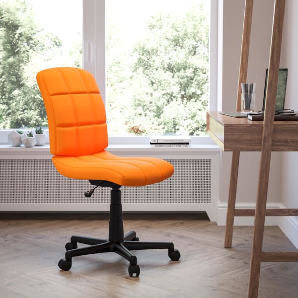Flash Furniture Quilted Vinyl Mid-Back Swivel Task Chair, Orange/Black