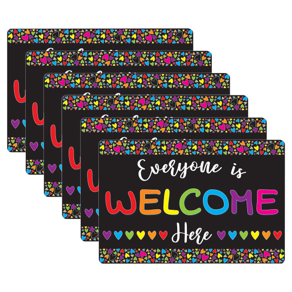 Ashley Smart Poly Computer Mouse Pad, 8in x 10in, Everyone is Welcome Here Hearts, Pack Of 6 Mouse Pads