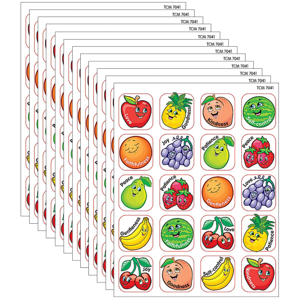 Teacher Created Resources Stickers, Fruit Of the Spirit, 120 Per Pack, Set Of 12 Packs