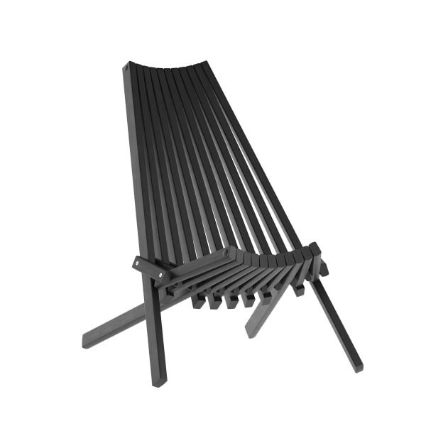 Flash Furniture Delia Commercial Grade Indoor/Outdoor Folding Acacia Wood Chair, Low Profile Lounge for Patio, Porch, Garden, Black