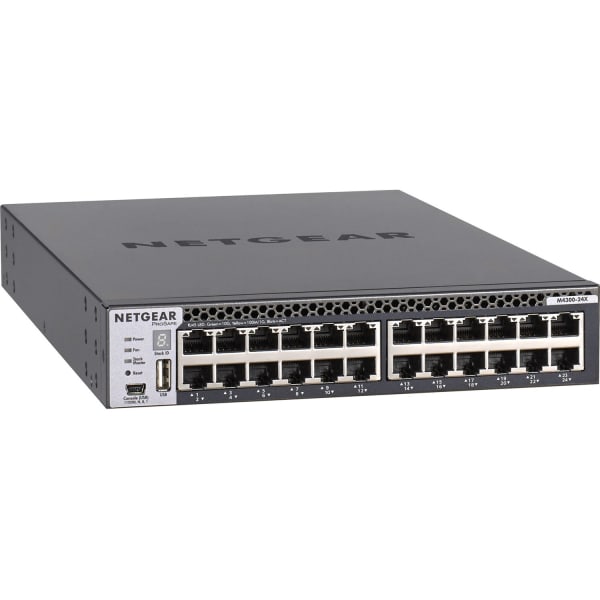 Netgear ProSafe M4300 24G Managed Switch 24x 10GbE - 24 Ports - Manageable - 10GBase-T, 10GBase-X - 4 Layer Supported - XSM4324CS100NES