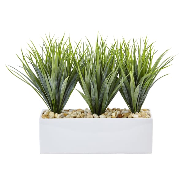Nearly Natural Vanilla Grass 12inH Artificial Plant With Rectangular Planter, 12inH x 17inW x 8inD, Green